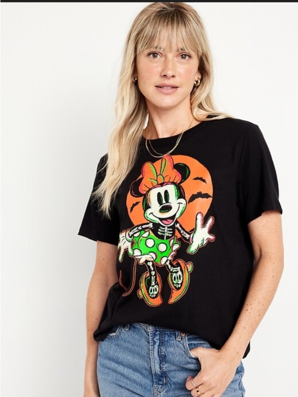 Disney Minnie Orange & Neon Green Halloween Graphic Size L (see measurements)